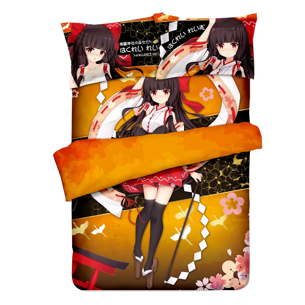 Постельное белье Hakurei Reimu с 3D рисунком из мультфильма Комплект постельного белья