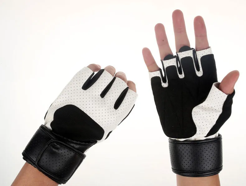 Высококачественные мужские Перчатки для фитнеса, перчатки из искусственной кожи на запястье, тактические перчатки с полупальцами, черные, белые спортивные перчатки для езды на велосипеде