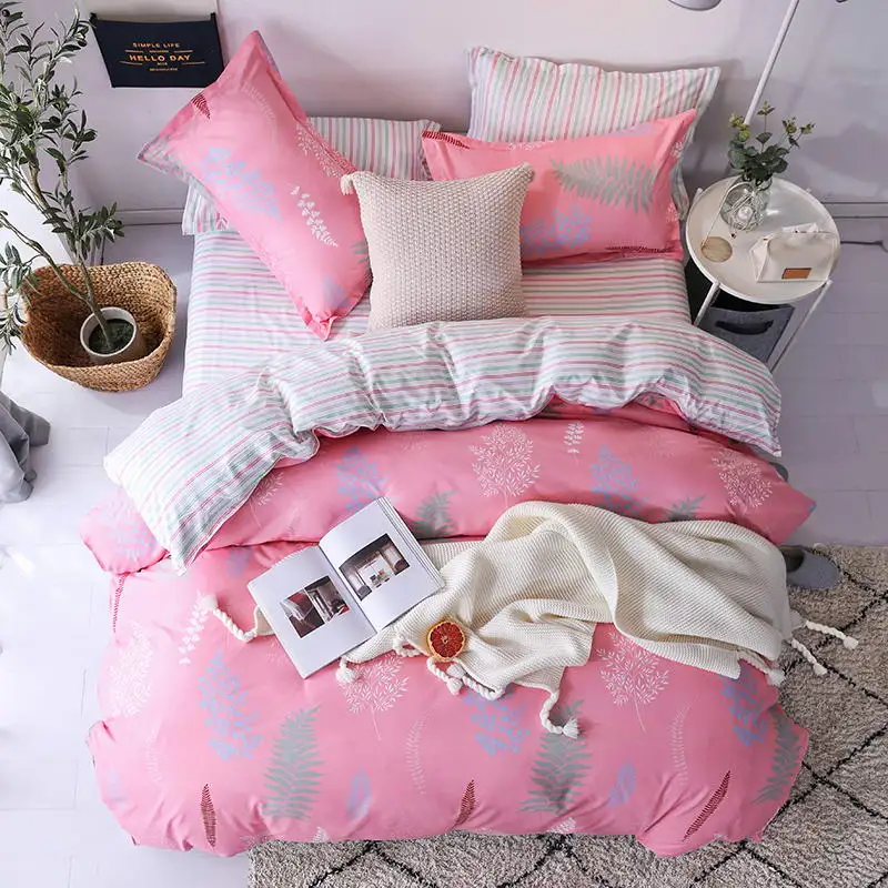 Bedding Set luxury Pink love 3/4pcs Family Set Include Bed Sheet Duvet Cover Pillowcase Boy Room flat sheet No filler 2019 bed -