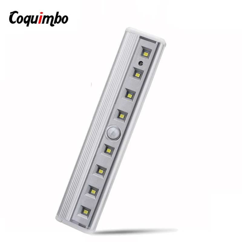 

8 LED Night Light Bar Motion Sensor Light Closet Under Cabinet Light Battery Operated Wireless Wardrobe Lamp For Stairs Bed