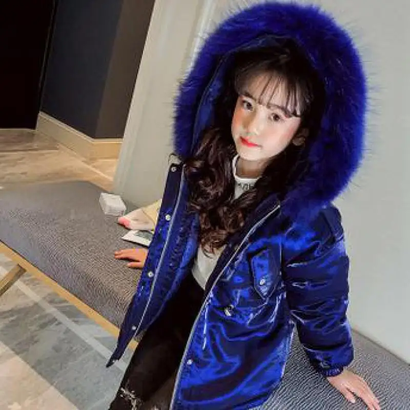 

High Quality 2018 New Winter Girls Hooded Jacket Zipper Winter Coat For Girls Kids Padded Jacket Children's Outerwear 10 12 Year
