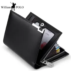 WilliamPOLO короткие бумажник Для мужчин Повседневное из натуральной кожи мужской кошелек модный бренд Малый двойные большая емкость мужской