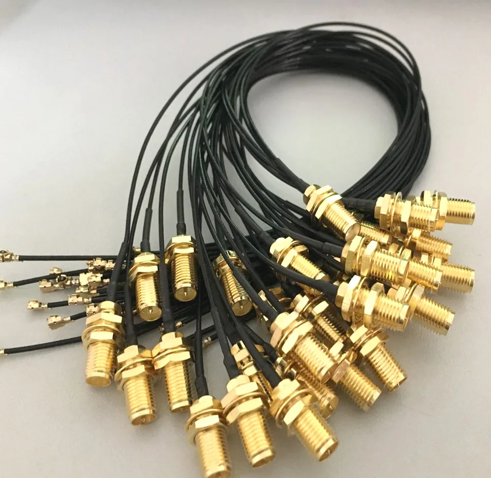 100pc RP SMA Female Pin to IPX u.fl IPEX Connector RF Pigtail Cable 1.