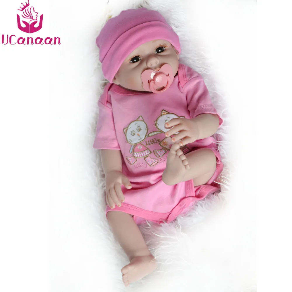 

UCanaan Handmade 50cm Full Silicone Doll Reborn 20'' Vinyl Fashion Realistic Toys For Girls Baby Alive Newborn Dolls Child Gift