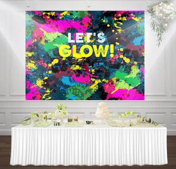 

HUAYI let's glow Graffiti wall Glow in the dark Party Glow Birthday party decor Photography backdrop background w-1544