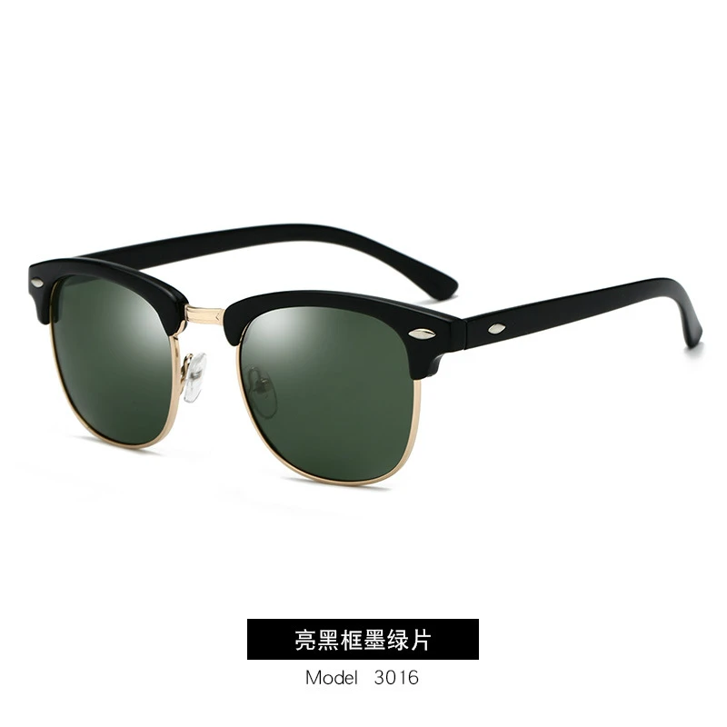 Полудрагоценные солнцезащитные очки, поляризационные солнцезащитные очки для мужчин и женщин RB3016, дизайнерские классические мужские солнцезащитные очки без оправы, UV400 - Цвет линз: black green