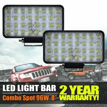 

Professional 2PCS 96W 8'' LED Work Light Bar Headlight Foglight Front Rear 12V Combo Spot Beam Offroad Car Roof Driving