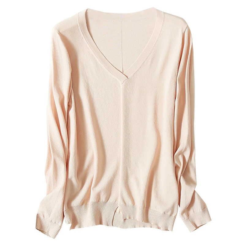 

pure ice linen knit women's spring autumn fashion thin tees pullover sweater one&over size yellow 4color wholesale retail