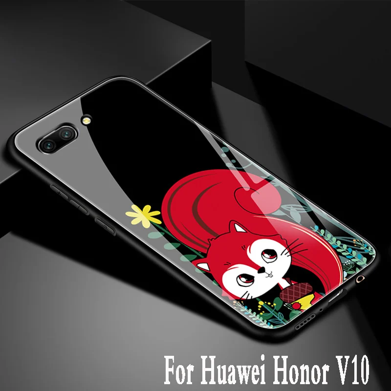

For huawei honor v10 case Luxury Tempered Glass Cover Soft Silicone Bumper for huawei honor view 10 case huawei honor v10 Cover
