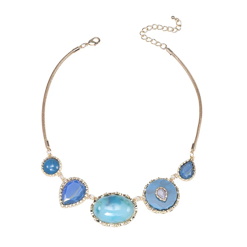 

2017 Hot Sale Fine Jewelry Women Necklace Geometric Resin Choker Snake Chain Rose Gold Necklace& Pendant for Gift
