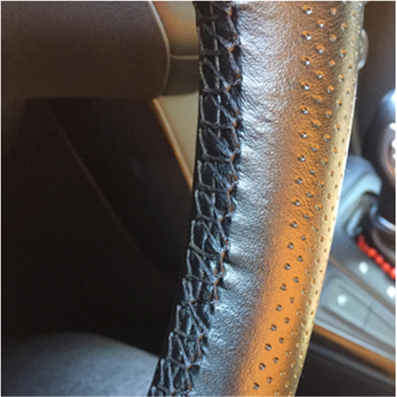 SUNZM восстановление чехол на руль черный классический стиль хорошая текстура натуральная кожа ткань рулетка
