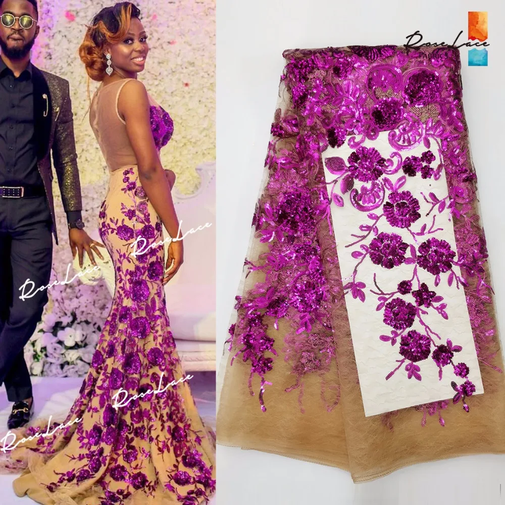 

2018 Amazing!! Design Sequined Embroidered Net Lace Fabric African Guipure Mesh Tulle Laces For Wedding Dress Sewing Material