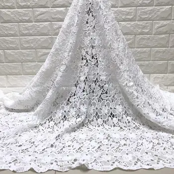 

African White Cotton Lace Fabric Royal Blue Guipure Lace Fabric High Quality Nigerian Cord Lace Fabric For Wedding Dress