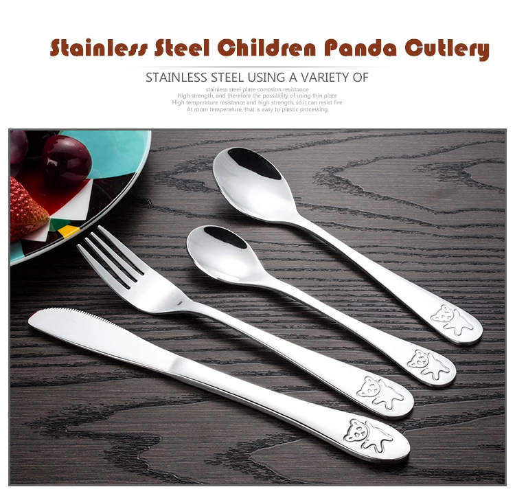 Детская посуда набор столовых приборов 4 шт. из нержавеющей стали детская панда качество детские столовые ножи наборы вилок еда столовая посуда набор