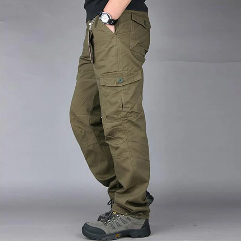 Men's Casual Pants Loose Straight Multi Pocket Trousers Outdoor Overalls pantalones hombre Male jogger tactical cargo pants