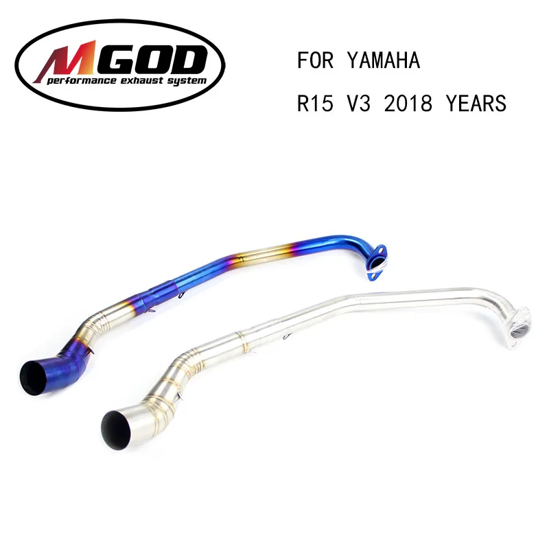 

51MM Motorcycle Exhaust Full System Front Link Pipe Connecting Tube Stainless Steel With Two Colors For Yamaha R15 V3 2018 Year