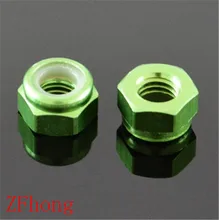 10pcs M2 M3 M4 M5 green colour Aluminum Nylon Lock Nut For RC Buggy Racing Car