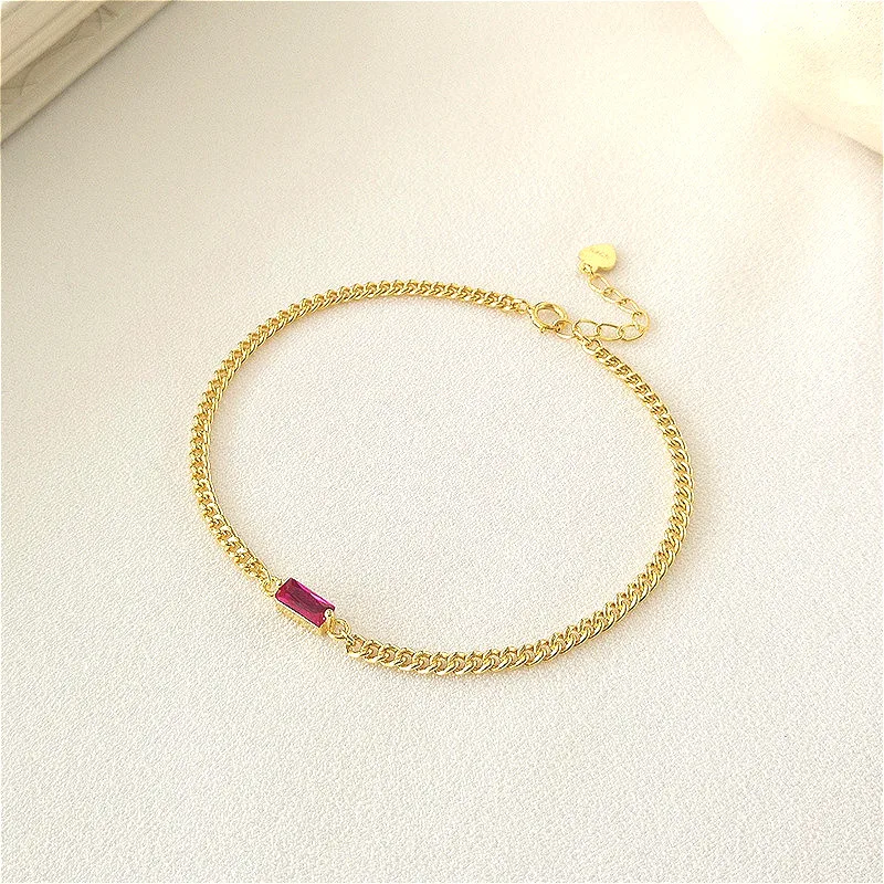 

Fengxiaoling Really 925 Sterling Silver Colored Zircon Charm Bracelets For Women Fashion Student Golden Bracelet Jewelry