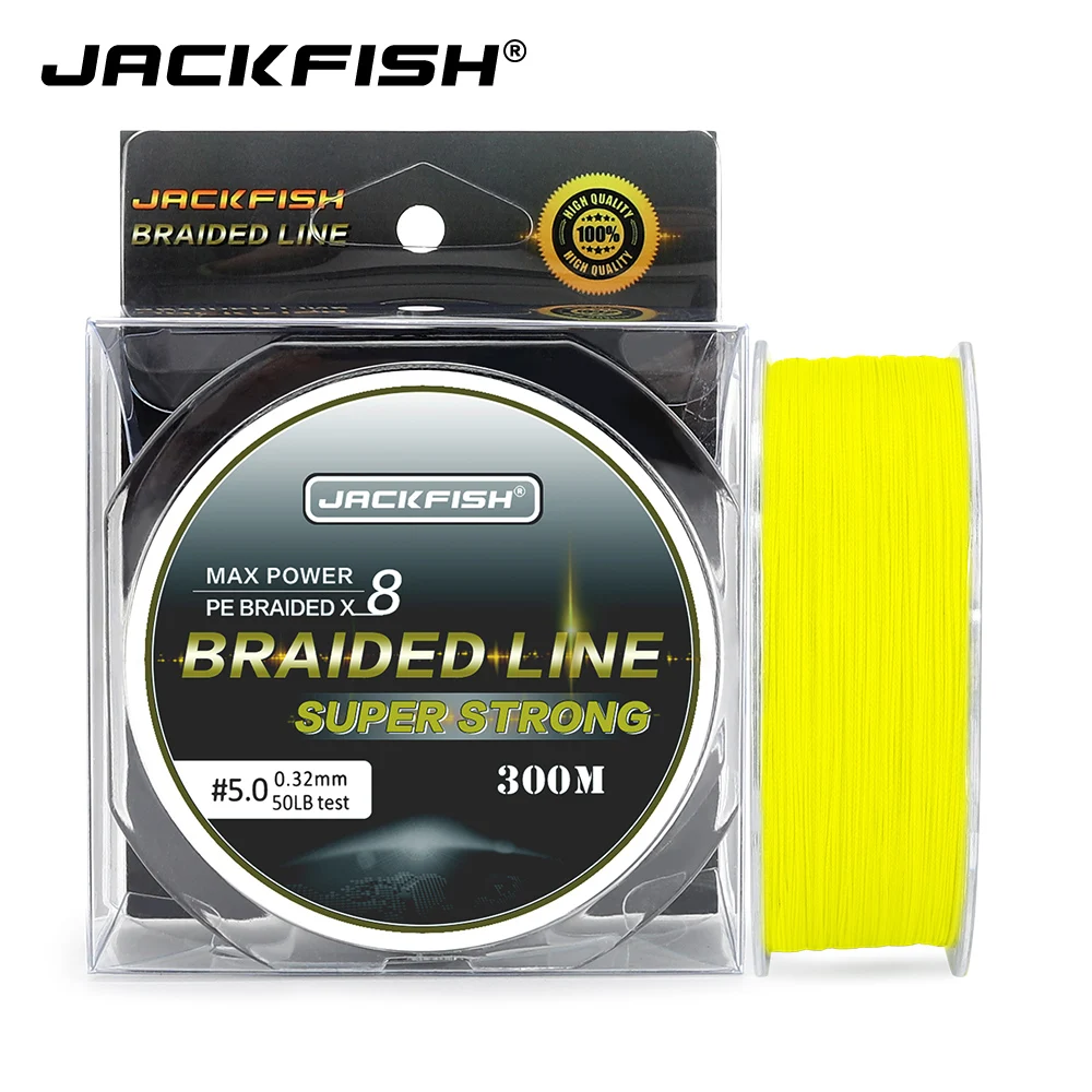 

JACKFISH 8 Strand PE Braided Fishing Line 10-80LB 300M Multifilament Fishing Lines For Carp Fishing Saltwater Fishing Rope