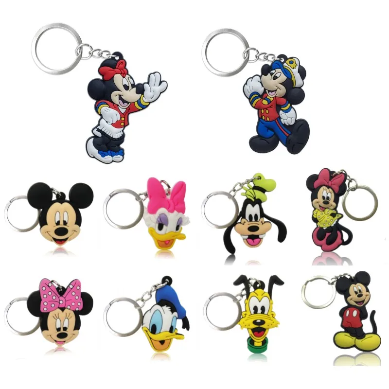 MICKEY /& MINNIE MOUSE Keychains Key Chain PVC Rubber with Metal Ring
