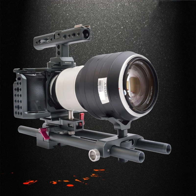 WARAXE 2698 Camera Cage Rig Kits with Handle &amp Rods Rail Support System HDMI Clamp for Sony A6500 / A6300 A6000 |