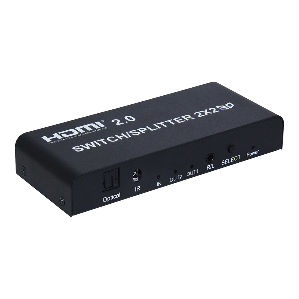 HDMI 2.0 Switch/Splitter 2x2 with Optical R/L Audio Support 4K/60Hz can downscale output for 4K and