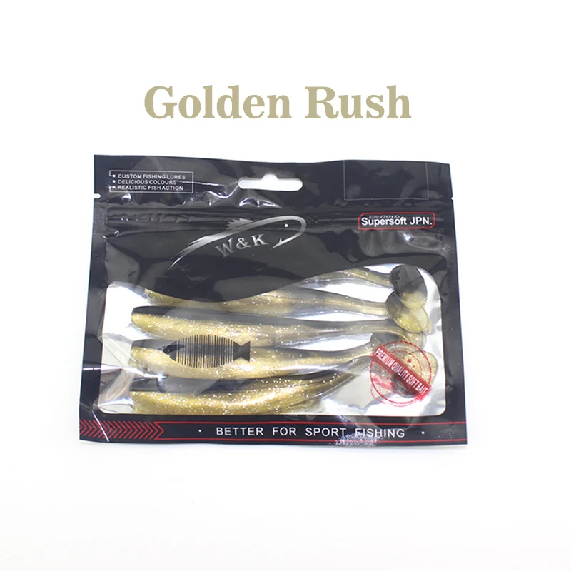 W& K брендовая Мягкая приманка 4.7 inch 5 шт./пакет море Рыбалка джиг-головки силиконовые приманки Шад souple червь Палтус зандер J1604-012 - Цвет: Golden Rush