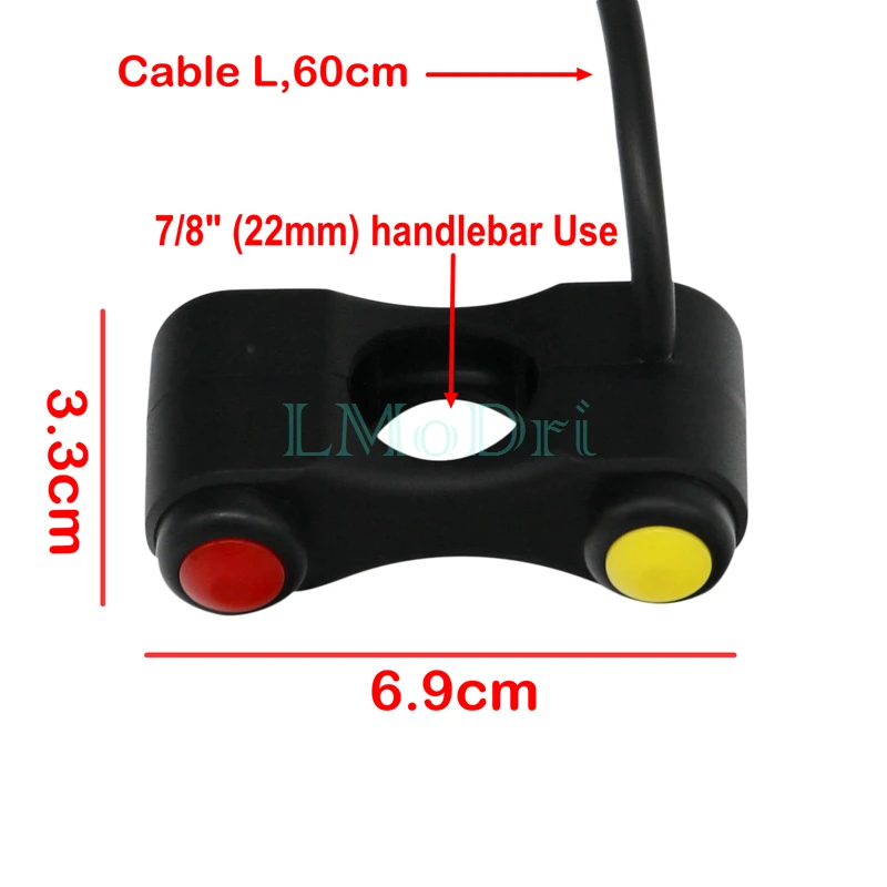 LMoDri переключатель для мотоцикла, электрический велосипед, скутер, 7/" 22 мм, руль, переключатели, фара, противотуманная фара, Горн, вкл., ВЫКЛ., 2 кнопки