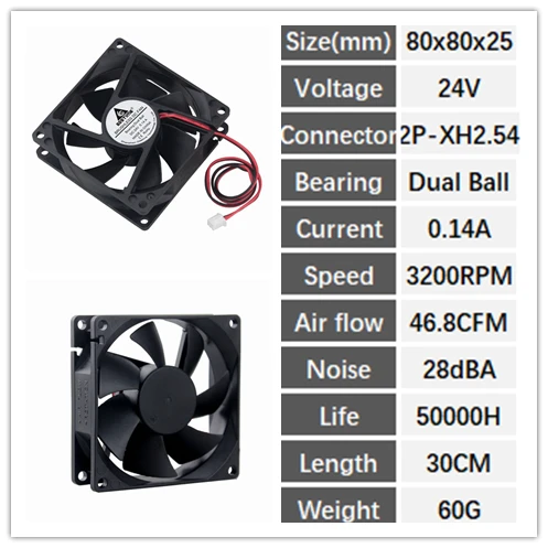 5 штук в партии 8025 DC 5 в 12 В 24 в 48 В 2Pin 80 мм 80x80x25 мм 8 см рукав/шар бесщеточный Радиатор Вентилятор охлаждения - Цвет лезвия: 24V Ball 2P