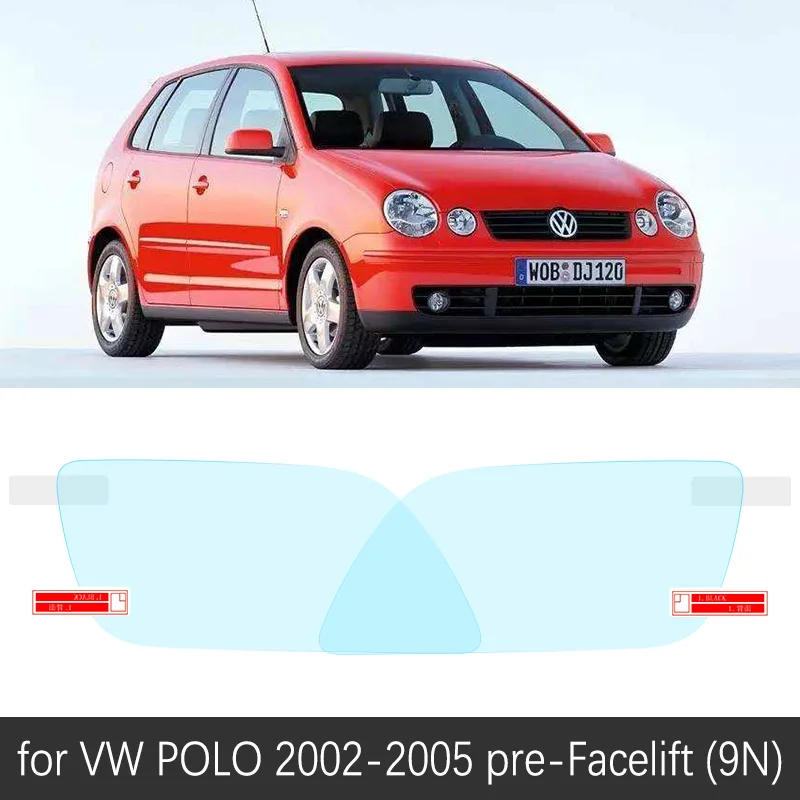 Для Volkswagen VW POLO 6N2 9N 9N3 6R 6C 1999- 3 4 5 полное покрытие противотуманная пленка зеркало заднего вида непромокаемые противотуманные аксессуары - Название цвета: VW POLO 02-05