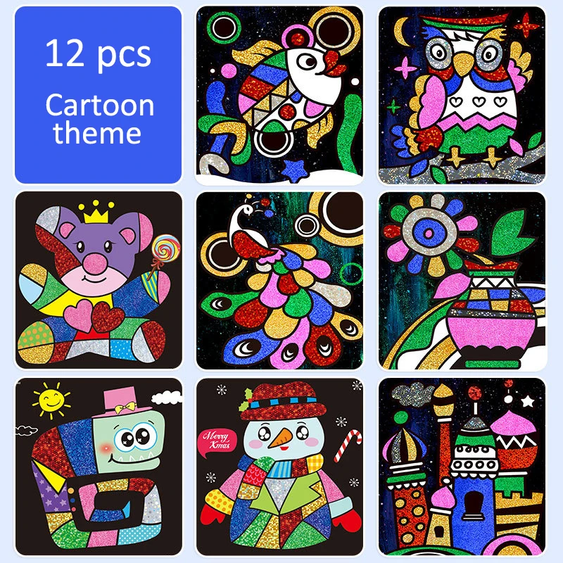 12/шт интерес DIY волшебная переводная наклейка художественная детская головоломка поделки для детей наборы для ремесла для детей - Цвет: Cartoon theme