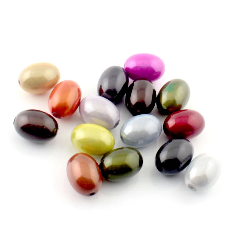 

100pcs 8x11mm Oval Reflective Beads Acrylic Round Miracle Spacer Beads Pearl DIY for Jewelry Making