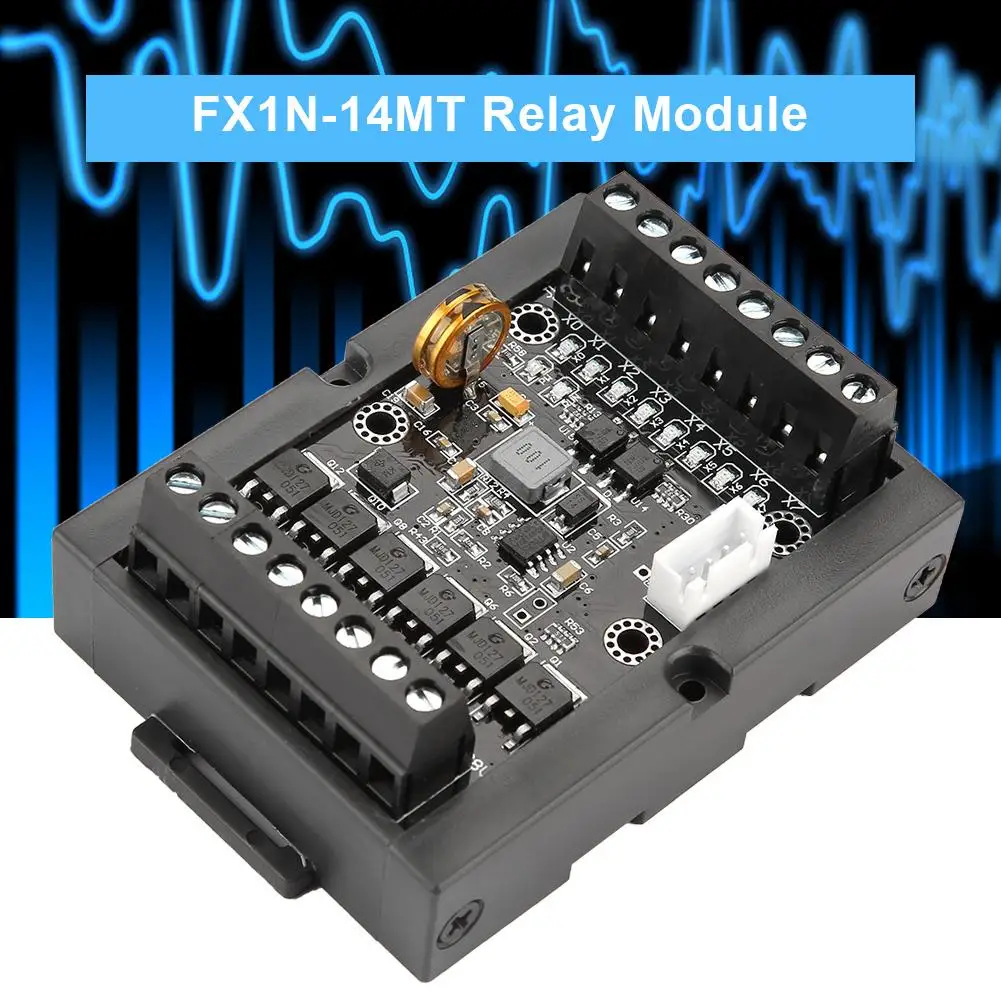 PLC 10-28VDC промышленная плата управления FX1N-14MT Программируемый релейный модуль задержки с корпусом прочный