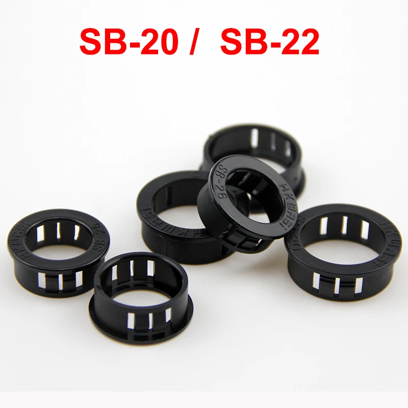 

100pcs SB-20 SB-22 20mm 22mm Dia Panel Mount Hole Black Cable Hose Pipe Plastic Harness Protective Snap Bushing Grommet