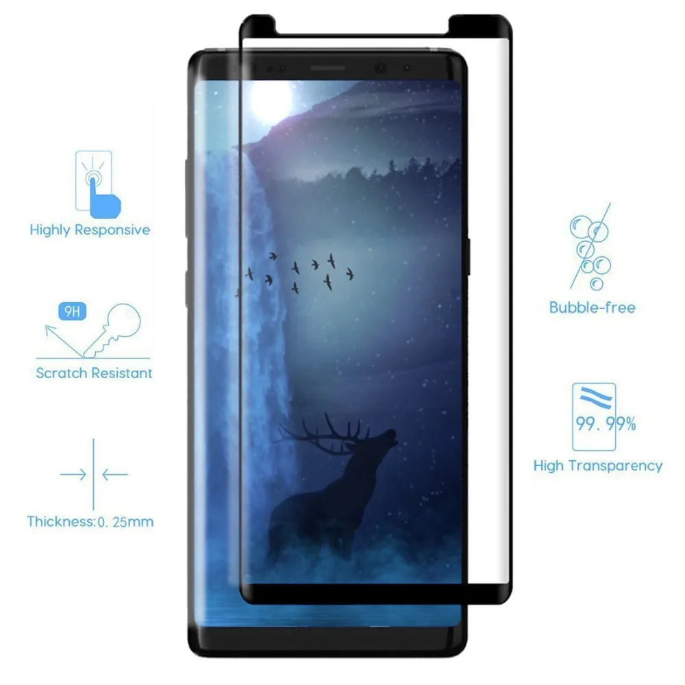 9H 3D полное покрытие Полный Клей закаленное стекло для SAMSUNG Galaxy Note 8 9 Note9 S8 S9 PLUS Note8 Защитная пленка для экрана, защита