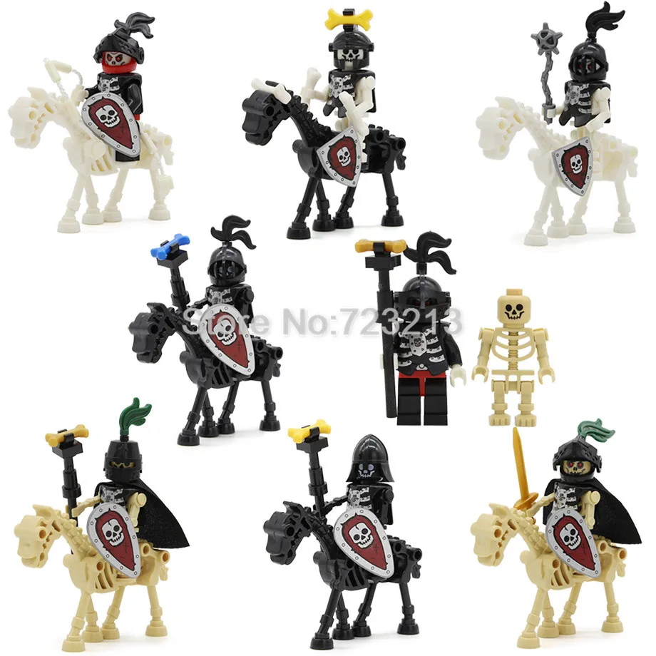 

Single Sale Skull Cavalry Corps Figure Set Military Mounted Troops Army Model Building Blocks kits Toys for Children