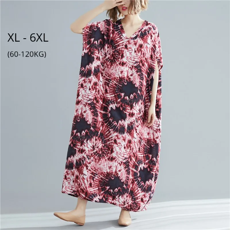 Женский сарафан большого размера 6XL 5XL 4XL летнее платье макси в стиле бохо с
