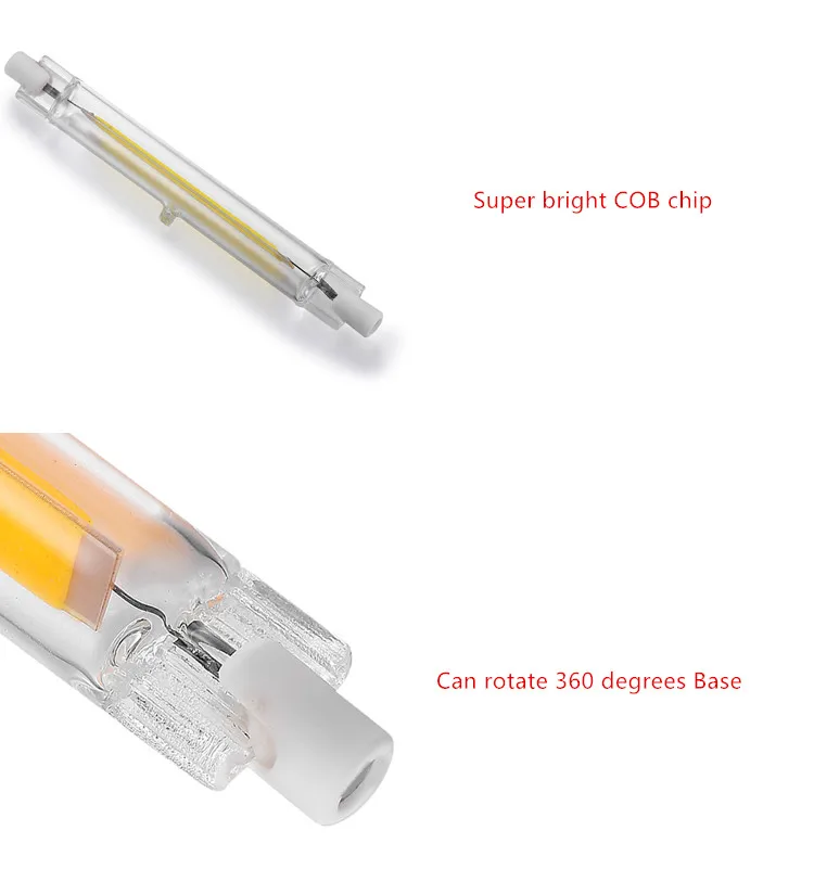 10 шт. Dimmable R7S COB светодиодный стеклянная лампочка трубка для замены Галогеновый свет пятна 78 мм 118 мм AC 110V 220V Энергосберегающее Освещение