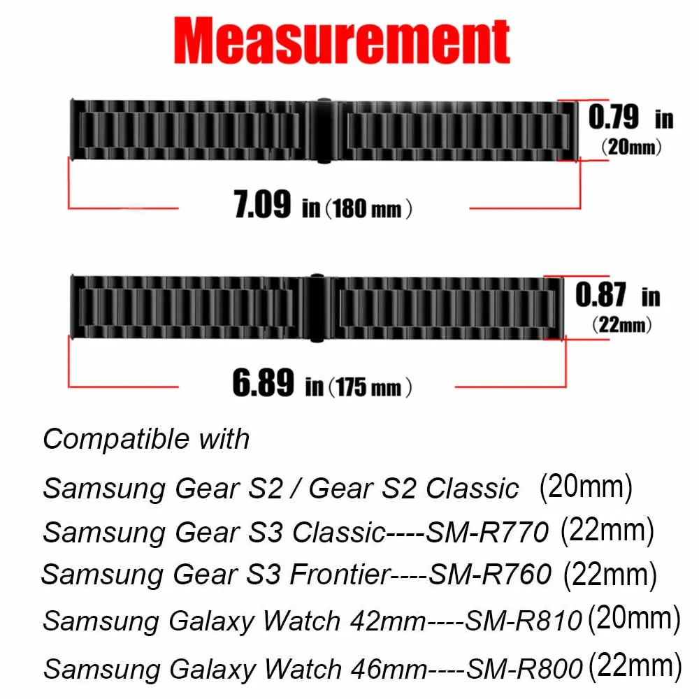 Браслет из нержавеющей стали для samsung Galaxy Watch Band 42 мм/46 мм/Active 2-1/gear S3 ремешок для Garmin Vivoactive 3/Vivomove HR