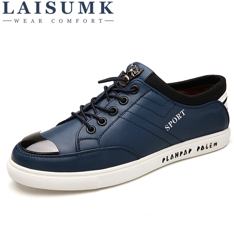 

LAISUMK Summer New British Lace Up Shoes Mens Casual Men'S Non-Slip Shoes Leather All-Match Leisure Breathable Outdoor Flats