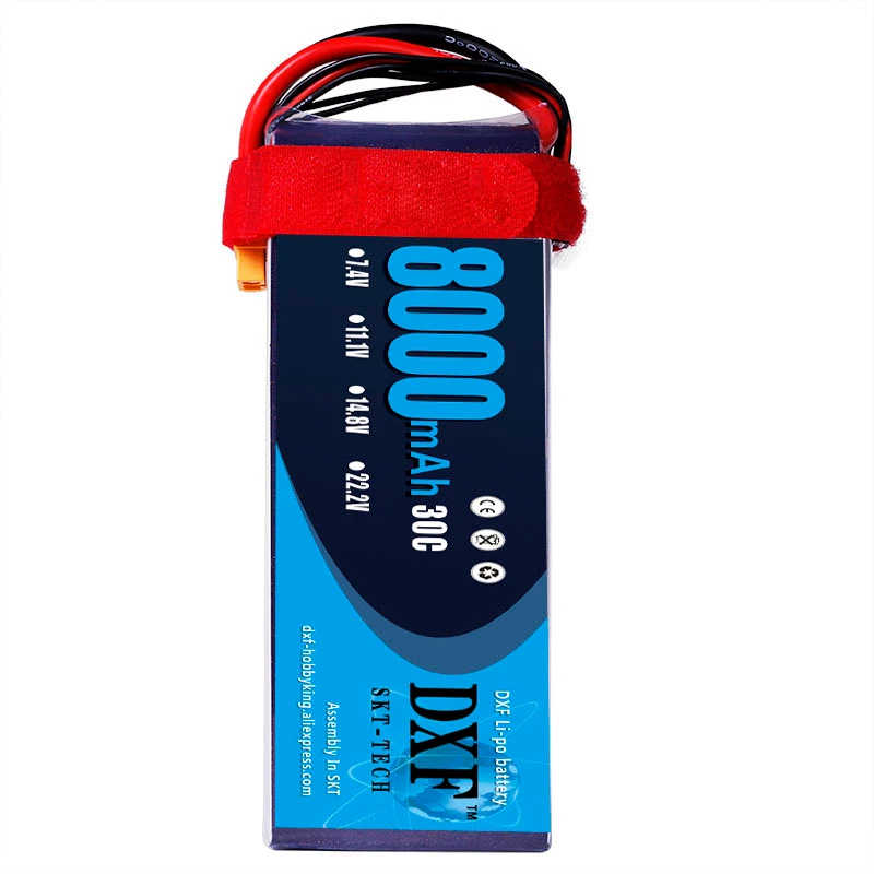 DXF батарея AKKU 6S 22,2 V 8000mah 30C LiPo батарея Tplug/XT60/EC5/TRX для радиоуправляемого вертолета самолета автомобиля лодки