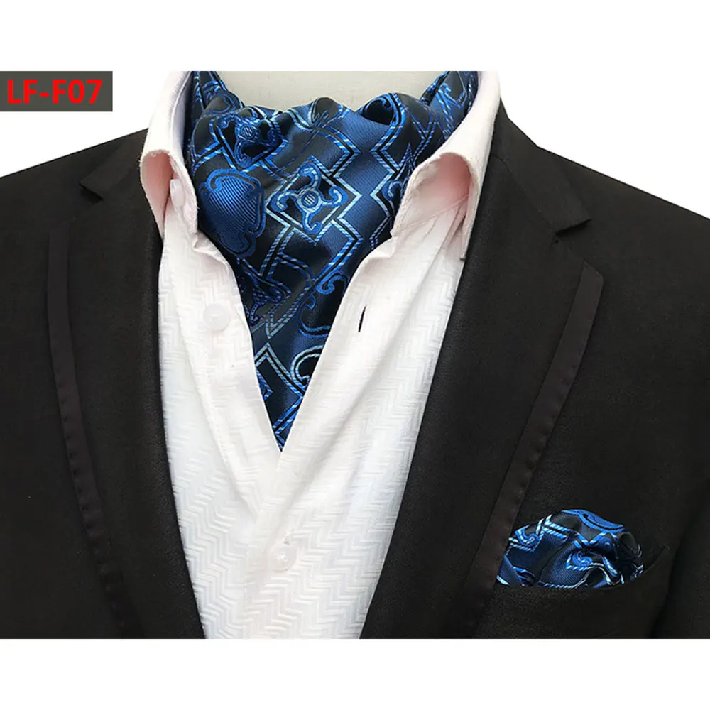  Men Bright Color Paisley Floral Ascot Cravat Tie Pocket Square Handkerchief Set HZTIE0330