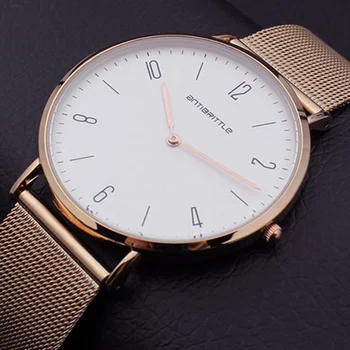 

Luxury Japan Quartz Minimalist Men Watch Women Ultra Thin Rose Gold Mesh Stainless Steel Genuine Leather Magnet Strap Arabic New