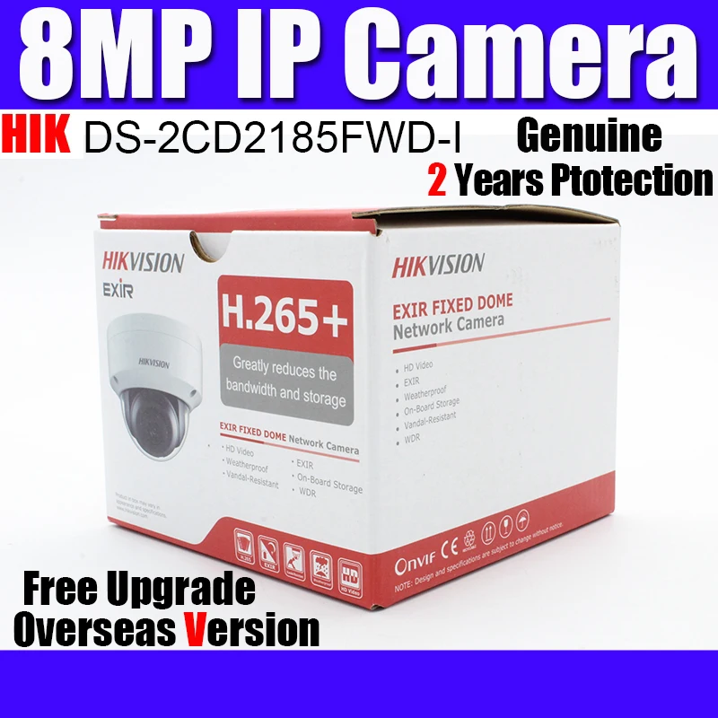 

Overseas DS-2CD2185FWD-I 8MP IP67 h.265+ Network dome ip camera wdr security Camera SD card H.265 poe 30m IR range Ezviz