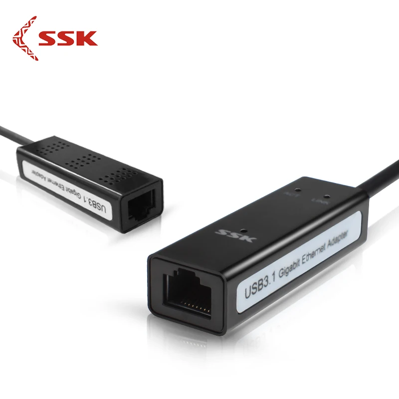 

SSK SHU-C030 External USB C to Ethernet RJ45 Adapter type C to RJ45 Lan Adapter for Laptop 10/100/1000Mbps