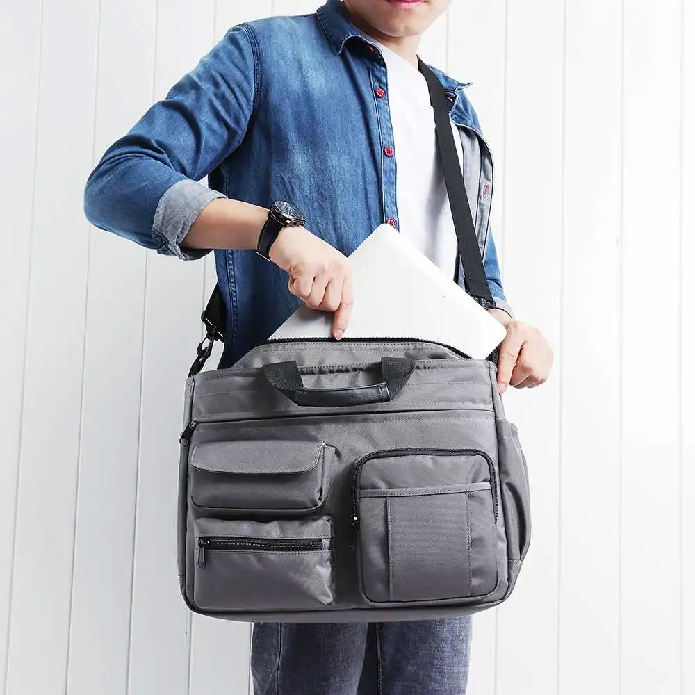 Osmond, Модные Офисные Сумки для мужчин, нейлоновый водонепроницаемый портфель, 14 дюймов, сумка для ноутбука, много карманов, мужские деловые сумки-мессенджеры