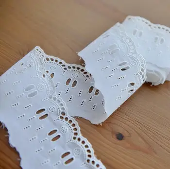 

5 Meters Pure White 100% Cotton Embroidery Lace Trim Hollow Cotton Lace Trims Sewing Apparel Appliqued Accessories 6.2cm Width