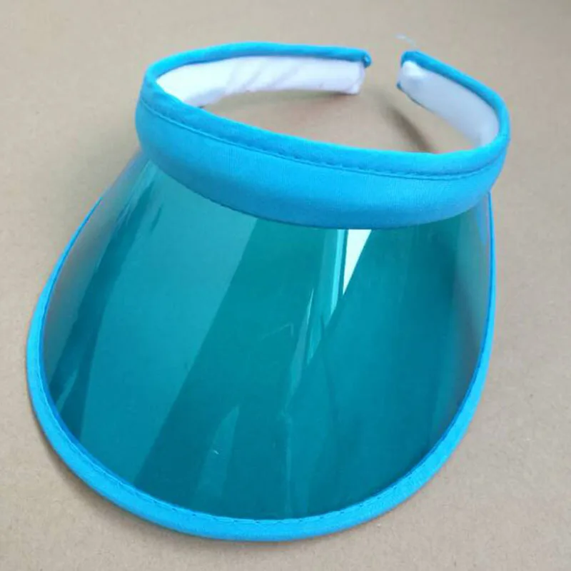 

Summer Unisex PVC Sun Visor Hat Clear Plastic Clip-On Empty Top Caps Outdoor Anti-UV Sun Protection Bicycle Hats