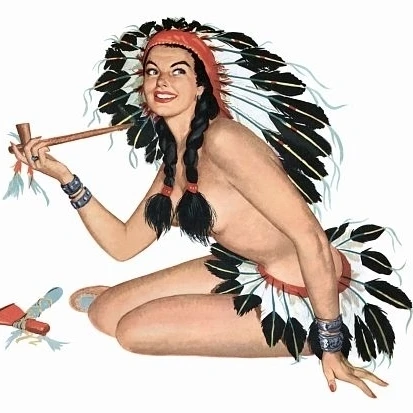 Pinup Brunette Indian Girl With Peace Poster Print (36 x 54)