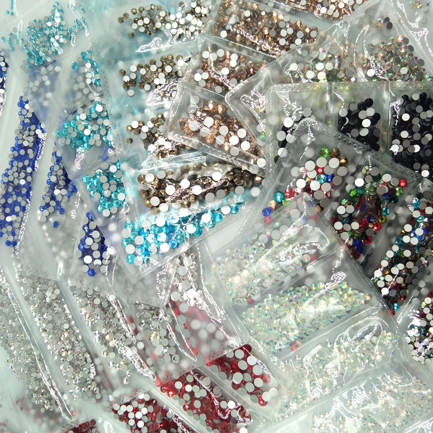 

Queenme Nail Crystals Rhinestones Mixed 6 Sizes SS4-SS16 1600PCS Nail Art Decoration Flatback Glass Stones Shiny Gems DIY Gems